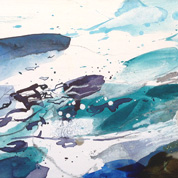 Karin Köpfli-Fehlmann Bremgarten AG: ArtWalk18 10 – Wasserspiel, 30 x 60 cm, Acryl auf Leinwandkarton 