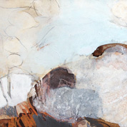 Karin Köpfli-Fehlmann Bremgarten AG: ArtWalk18 24 –  über Stock und Stein, 30 x 60 cm, Acryl und Collage auf Leinwandkarton 