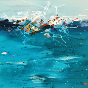 Karin Köpfli-Fehlmann Bremgarten AG: 2020 POLAR - the truth of the oceans, 60 x 60 cm, Acryl und Collage auf Leinwand 